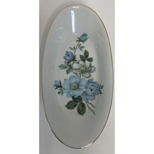 Tilso Japan Vintage Butter Dish Trinket Dish Shades of Blue Roses